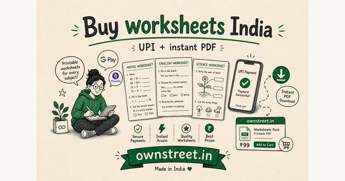 Buy Worksheets India (2026) | UPI + Instant PDF