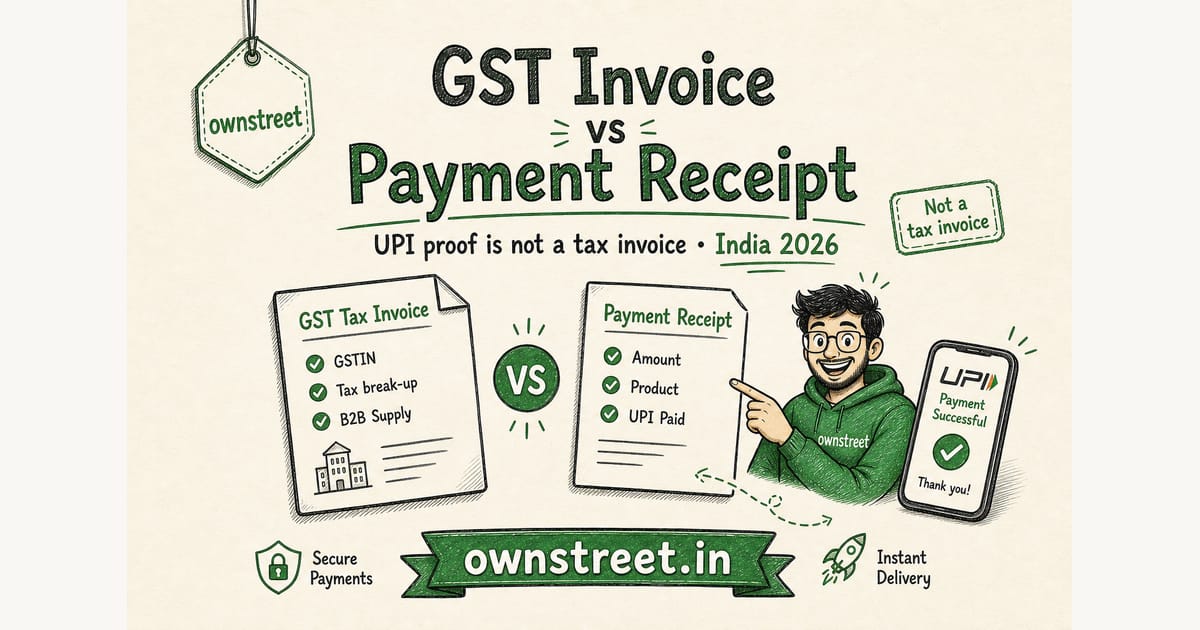 GST Invoice vs Payment Receipt India (2026)
