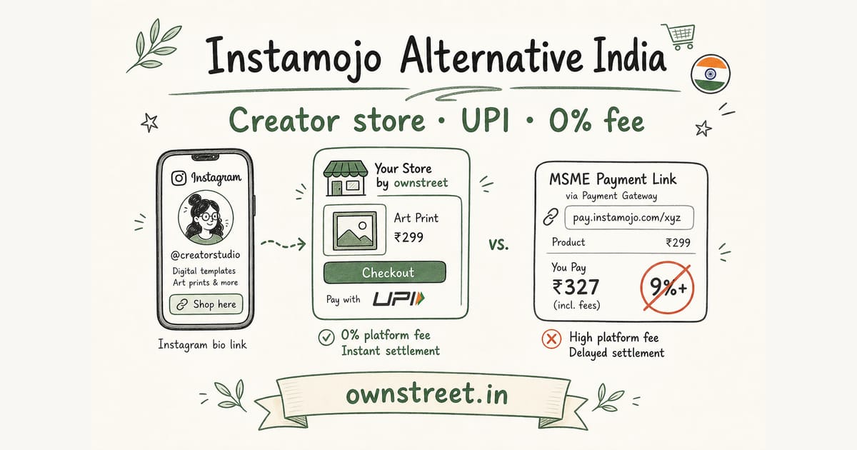 Instamojo Alternative India (2026) | Creator Store + UPI