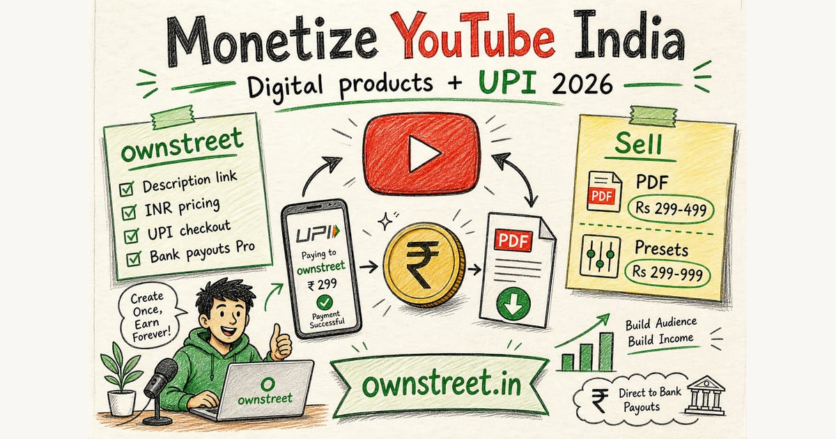 Monetize YouTube India Digital Products (2026) | UPI