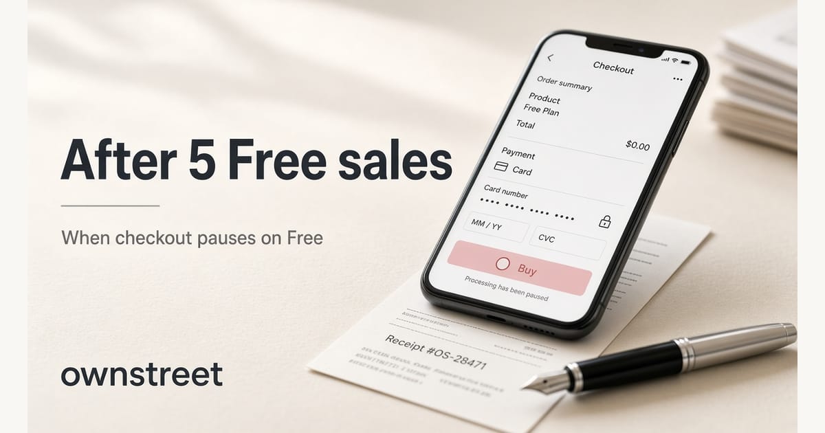 ownstreet Free Plan: What Happens After 5 Sales