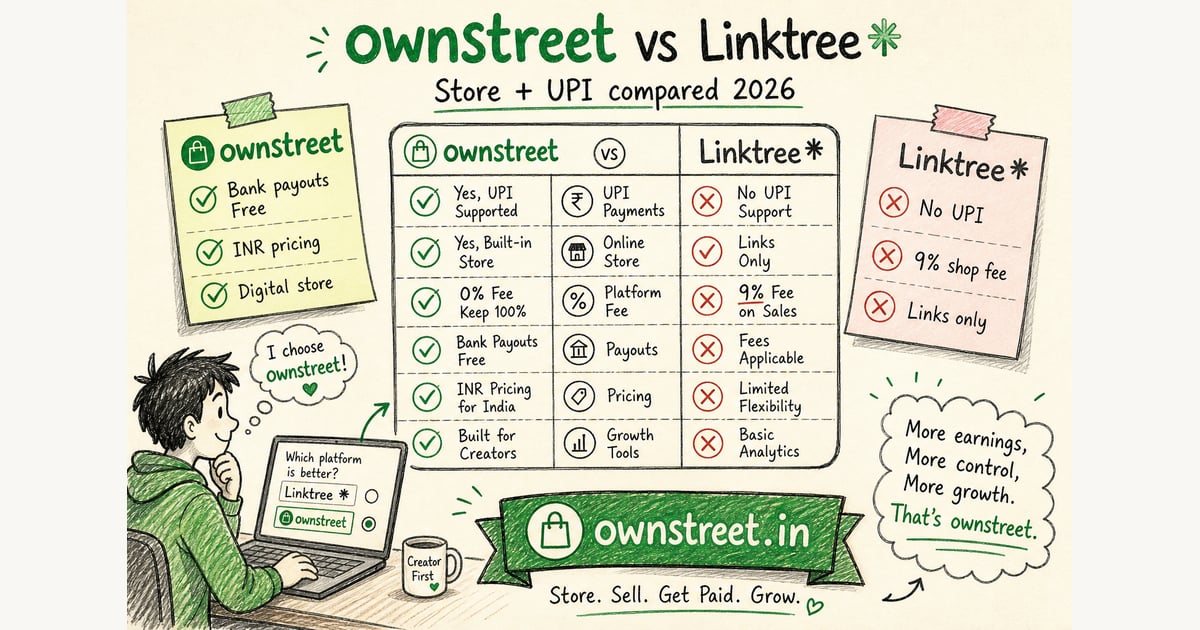 ownstreet vs Linktree: Store + UPI Compared (2026)