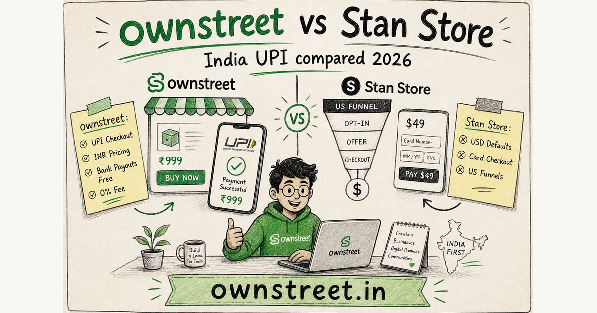 ownstreet vs Stan Store India (2026) | UPI Compared