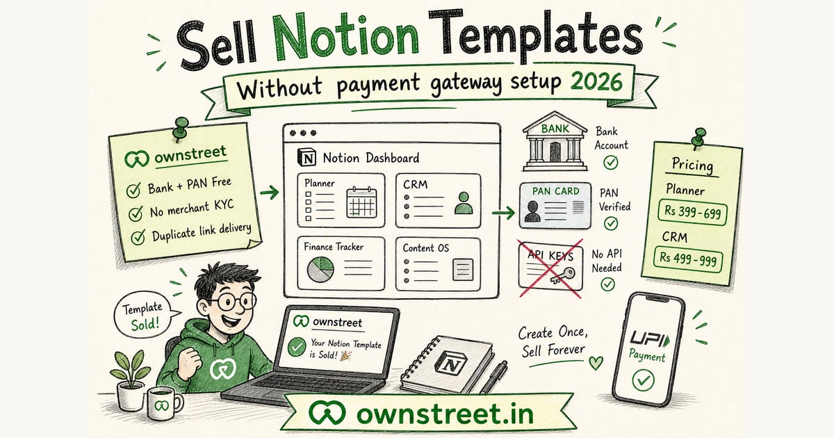 Sell Notion Templates Without Payment Gateway India